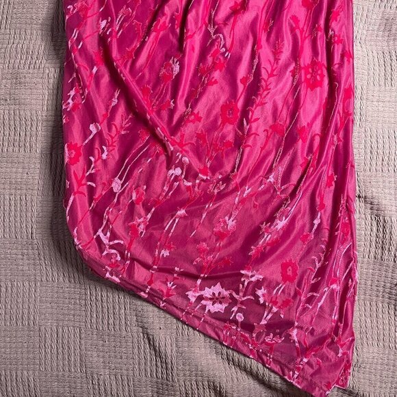 Hutch One-Shoulder Ruched Velvet Dress Pink/Rose/Magenta XL - Picture 4 of 9